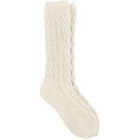 Totes Toasties Ladies Cable Knit Slouch Slipper Sock - Oat