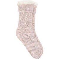 Totes Toasties Ladies Texture Slipper Socks - Pink Mix