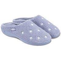 Totes Isotoner Isotoner Ladies Popcorn Terry Mule Slippers - Iris Blue Star