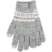 Totes Toasties Ladies Stretch Knitted Smartouch Gloves - Grey Fair Isle