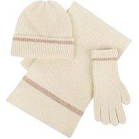 Totes Toasties Ladies Knitted Hat Scarf & Glove Gift Set - Oat