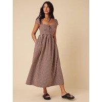 Nobodys Child Gingham Heidi Midi Dress - Brown