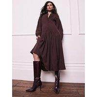 Mint Velvet Burgundy Pintuck Long Dress