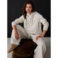 Mint Velvet Cream Knit Mix Hoodie - White