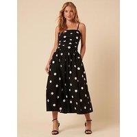 Nobodys Child Polka Dot Bandeau Felicity Midi Dress - Black