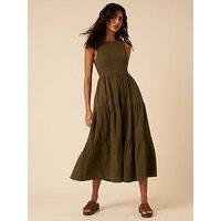 Nobodys Child Khaki Tiered Sleeveless Charlie Dress - Green