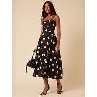 Nobodys Child Polka Dot Lupin Midi Dress - Black