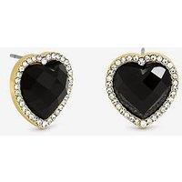 Jon Richard Gold Plated Crystal And Jet Heart Studs