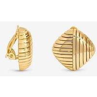 Jon Richard Gold Plated Ridge Square Clip Earrings