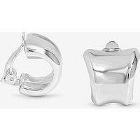 Jon Richard Silver Plated Polished Curved Clip Earrings
