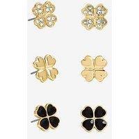 Mood Gold & Jet Crystal Clover Stud Earrings - Pack Of 3