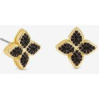 Jon Richard 14K Gold Plated And Jet Druzy Stone Clover Earrings