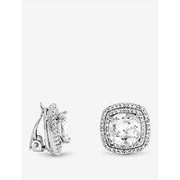 Jon Richard Rhodium Plated Large Square Halo Stud Earrings