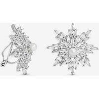 Jon Richard Rhodium Plated Crystal And Pearl Star Clip Earrings