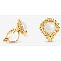 Jon Richard Gold Plated And Pearl Twisted Edge Clip Earrings