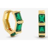 Jon Richard Gold Plated And Emerald Stone Hoop Earrings