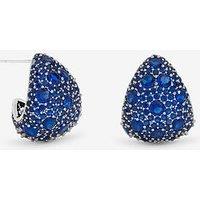 Jon Richard Rhodium Plated Pave And Sapphire Dome Earrings