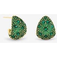 Jon Richard Gold Plated Pave And Emerald Dome Earrings