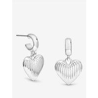 Mood Silver Polished Ridged Heart Huggie Earrings