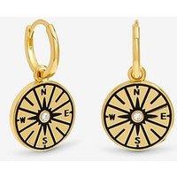 Inicio 14K Gold Plated And Jet Compass Earrings