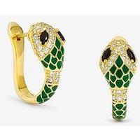 Inicio 14K Gold Plated And Emerald Snake Hoop Earrings