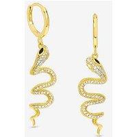 Inicio 14K Gold Plated Snake Spiral Drop Hoop Earrings