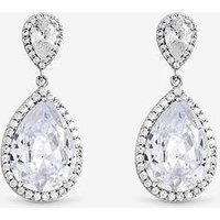 Jon Richard Rhodium Plated Cubic Zirconia Double Pear Drop Earrings