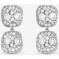 Jon Richard Rhodium Plated Pave Square Double Drop Earrings