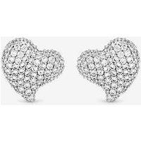 Jon Richard Rhodium Plated Pave Heart Stud Earrings