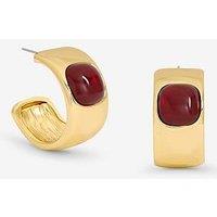 Mood Gold Polished & Red Resin Chubby Hoop Earrings