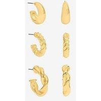 Mood Gold Polished Twist Hoop Earrings - Pack Of 3
