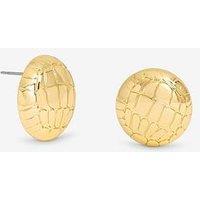 Mood Gold Polished Snake Textured Round Dome Earrings