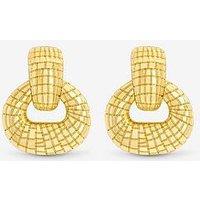 Mood Gold Polished Snake Textured Doorknocker Earrings