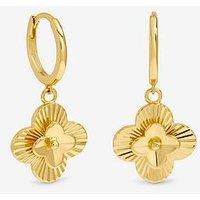 Inicio 14K Gold Plated Diamond Cut Clover Huggie Earrings