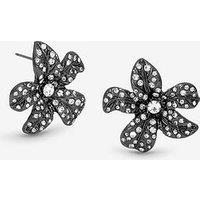 Mood Hematite Crystal Floral Statement Stud Earrings