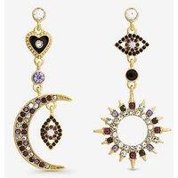 Mood Gold & Multi Colour Crystal Mismatch Celestial Earrings