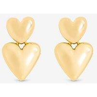 Mood Gold Polished Puffed Heart Drop Earrings