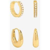 Jon Richard Gold Polished And Pearl Hoops - Pack Of 2
