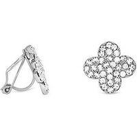 Jon Richard Silver Plated And Pave Clover Clip Earrings