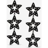 Mood Jet Crystal Triple Star Statement Drop Earrings