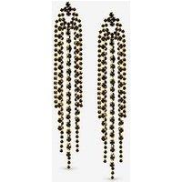 Mood Jet Crystal Multi Strand Long Statement Drop Earrings