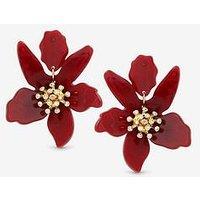 Mood Burgundy Resin Flower Statement Drop Earrings
