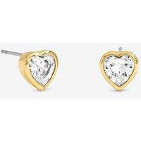 Inicio 14K Gold Plated And Crystal Besel Heart Stud Earrings