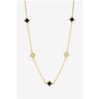 Jon Richard Gold Plated Pave And Jet Clover Necklace