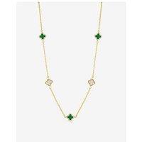 Jon Richard Gold Plated Pave And Malachite Clover Necklace
