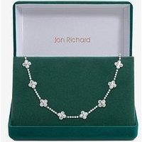 Jon Richard Rhodium Plated And Diamond Cut Station Clover Necklace - Gift Box