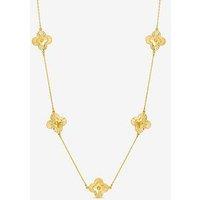 Inicio 14K Gold Plated Diamond Cut Clover Station Necklace