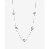 Jon Richard Rhodium Plated And Pave Clover Necklace
