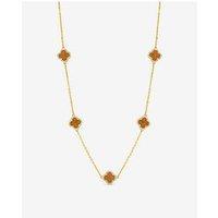 Jon Richard Gold Plated Tigers Eye Station Clover Necklace