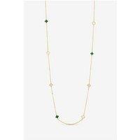 Jon Richard Gold Plated Malachite Clover Station Rope Necklace